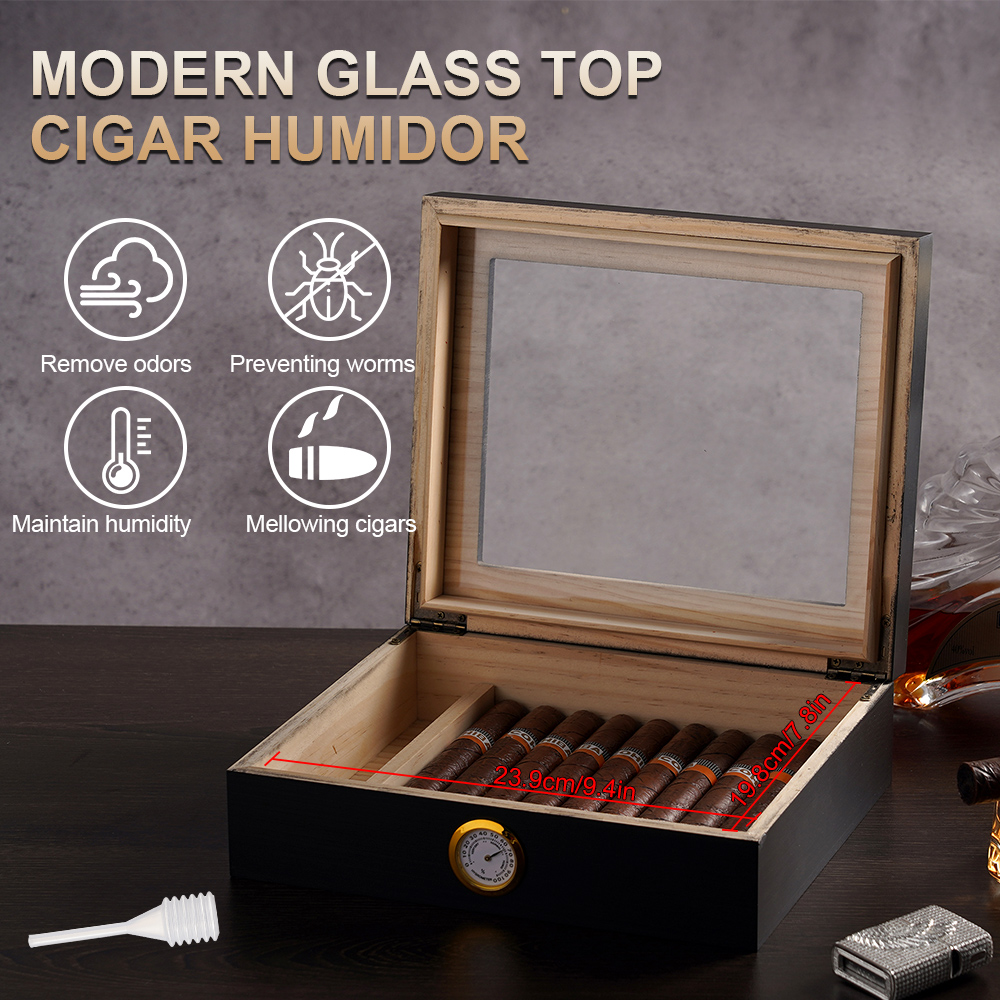 20-30 Cigar Humidor Cedar Wood - Home Fragrance Maple Walnut recension och pris