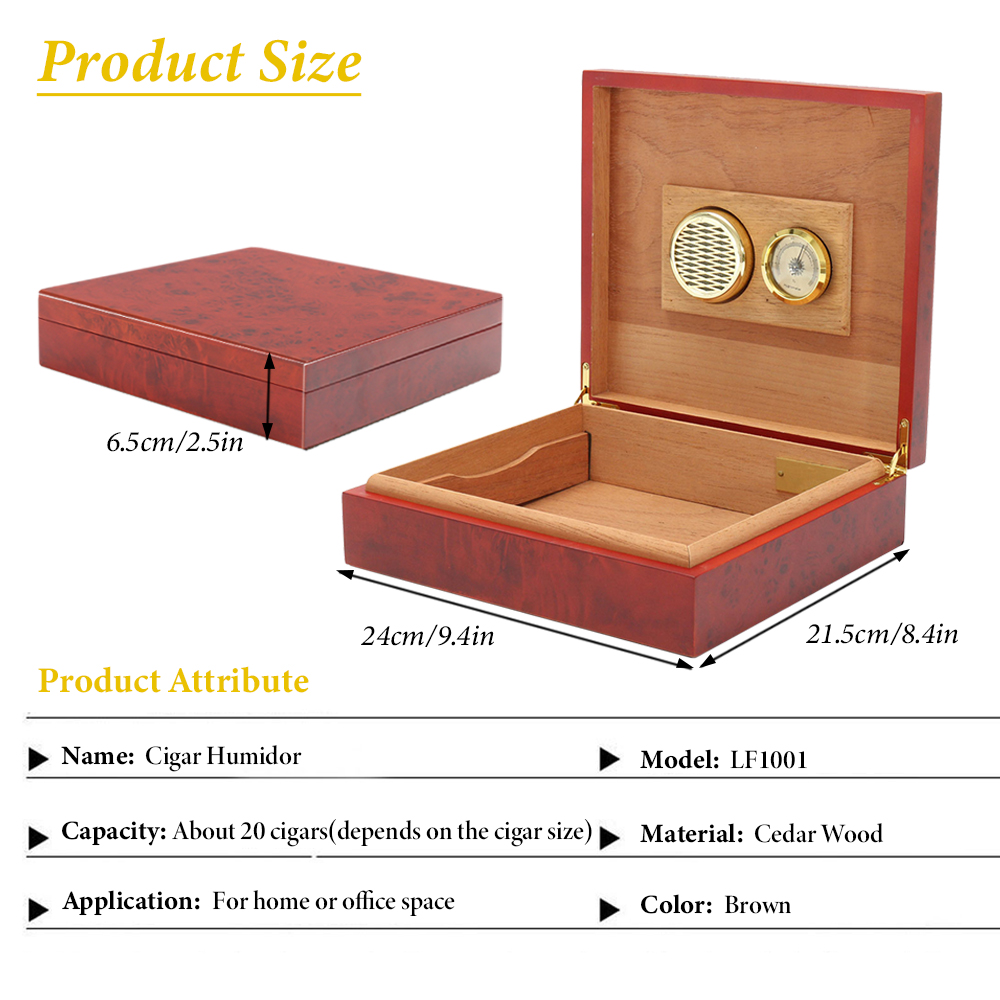 20Count Cigar Humidor Box Ceda - Home Fragrance Maple Walnut recension och pris