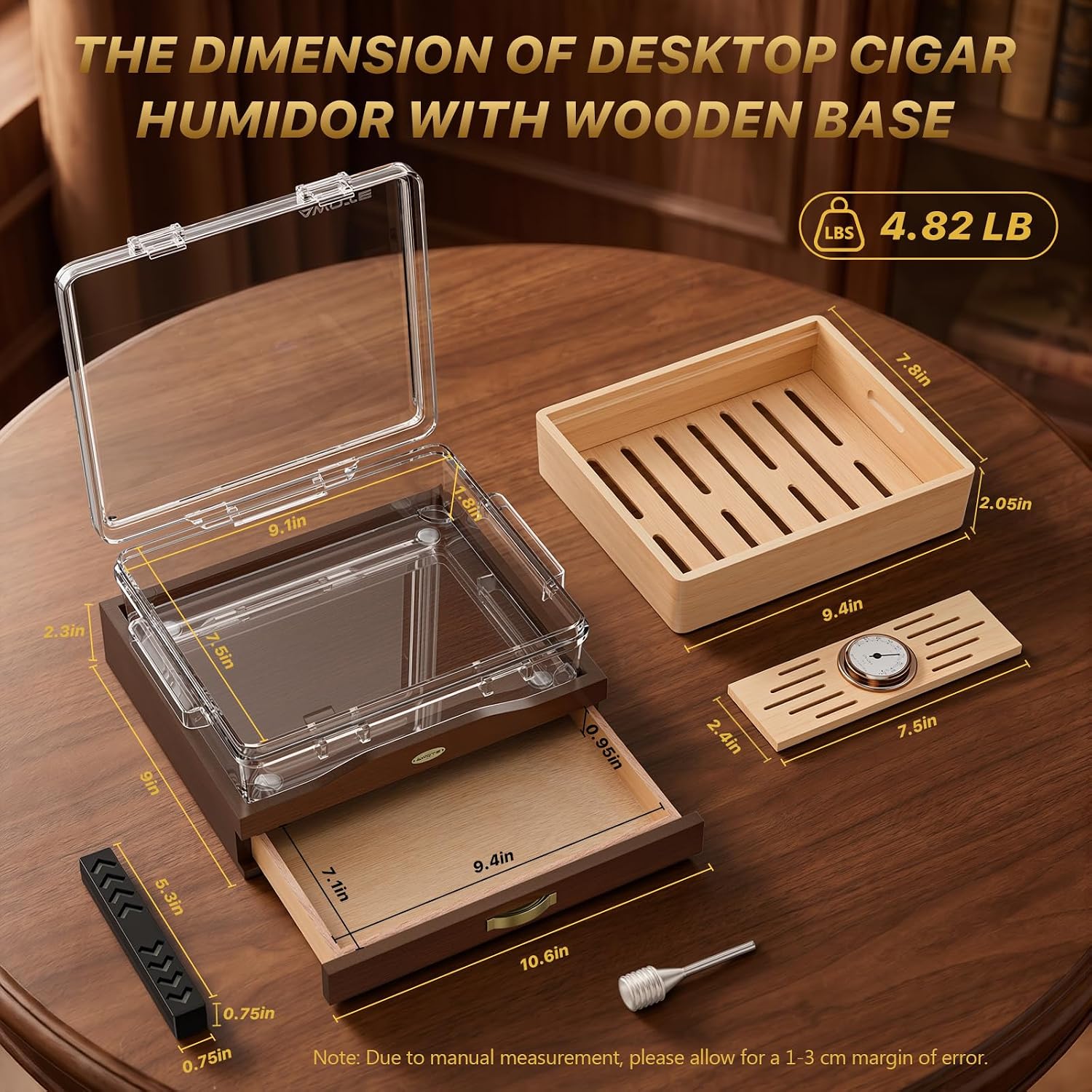 Acrylic Cigar Humidor Box, Des - Home Fragrance Maple Walnut recension och pris