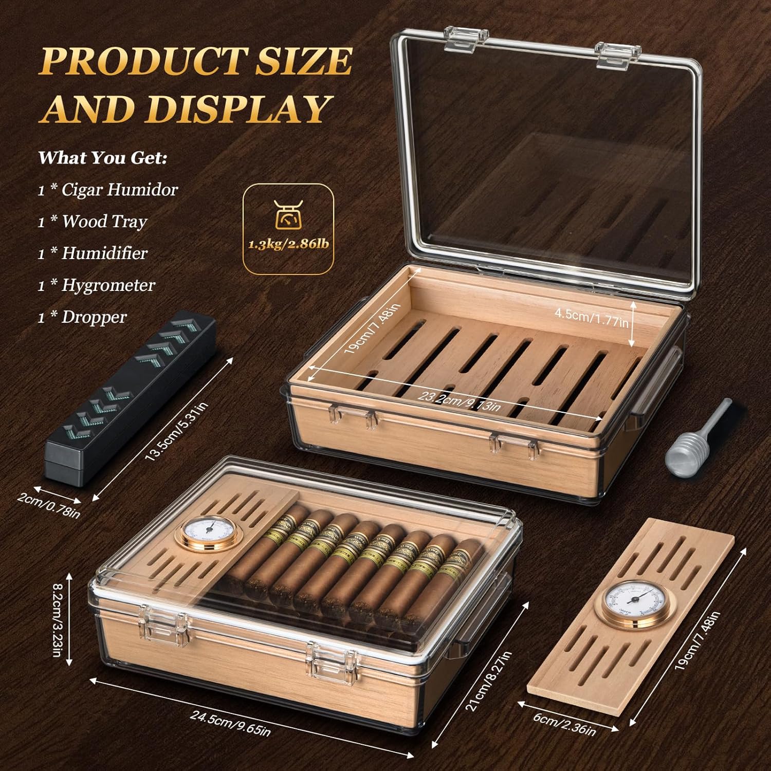 Acrylic Cigar Humidor, Box wit - Home Fragrance Maple Walnut recension och pris