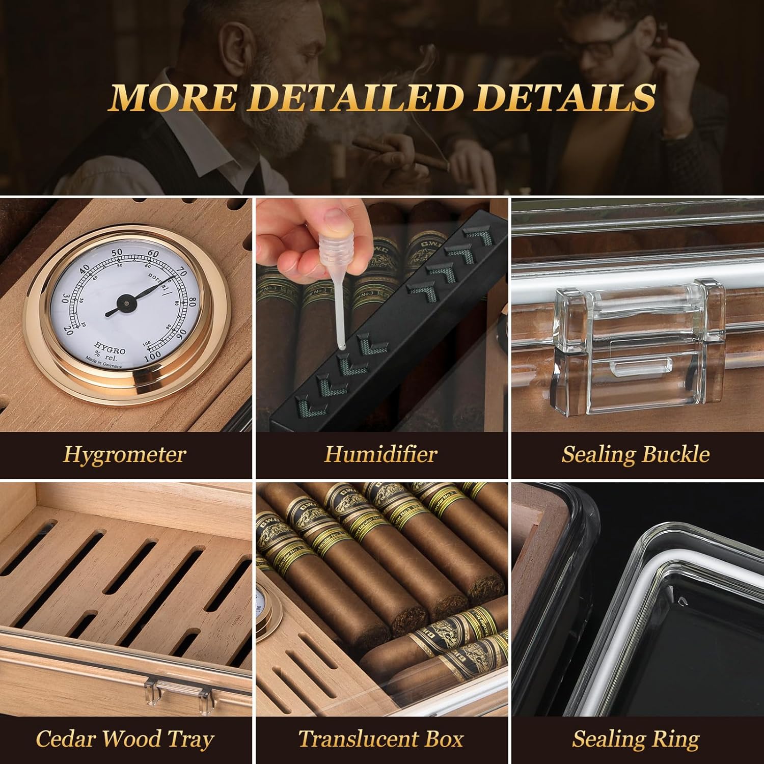Acrylic Cigar Humidor, Box wit - Home Fragrance Maple Walnut recension och pris