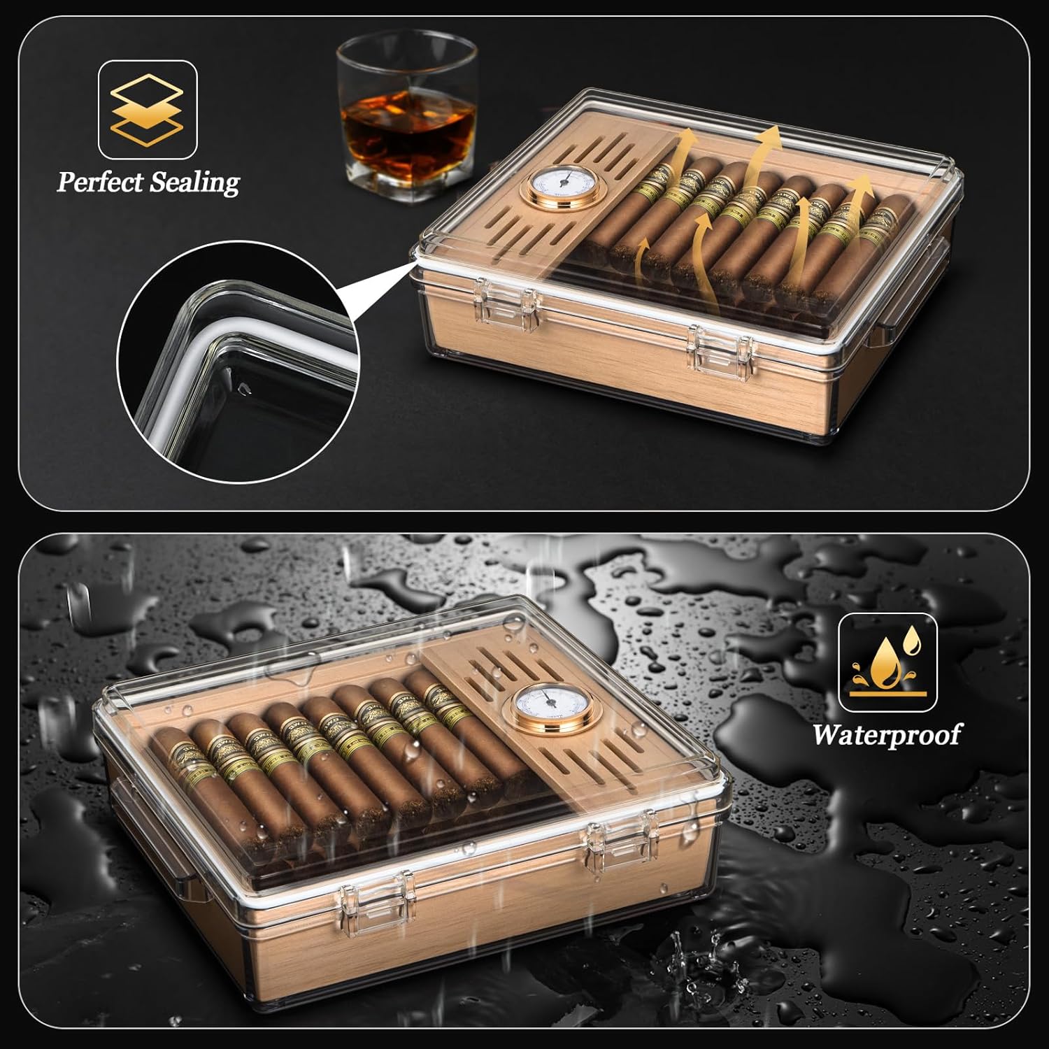 Acrylic Cigar Humidor, Box wit - Home Fragrance Maple Walnut recension och pris